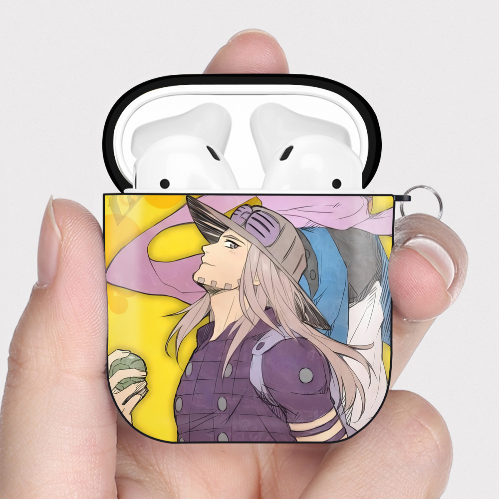 （画像用） ジョジョの奇妙な冒険 JoJo's Bizarre Adventure AirPods 第2世代保護ケース ハードシェル ブラック 耐衝撃・防指紋・カラビナ付き