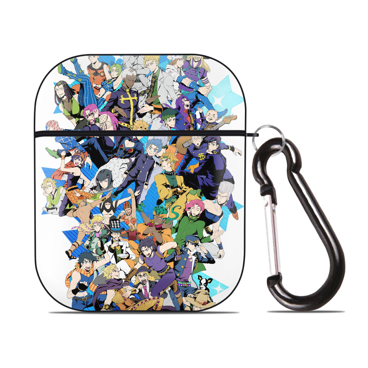 （画像用） ジョジョの奇妙な冒険 JoJo's Bizarre Adventure AirPods 第2世代保護ケース ハードシェル ブラック 耐衝撃・防指紋・カラビナ付き