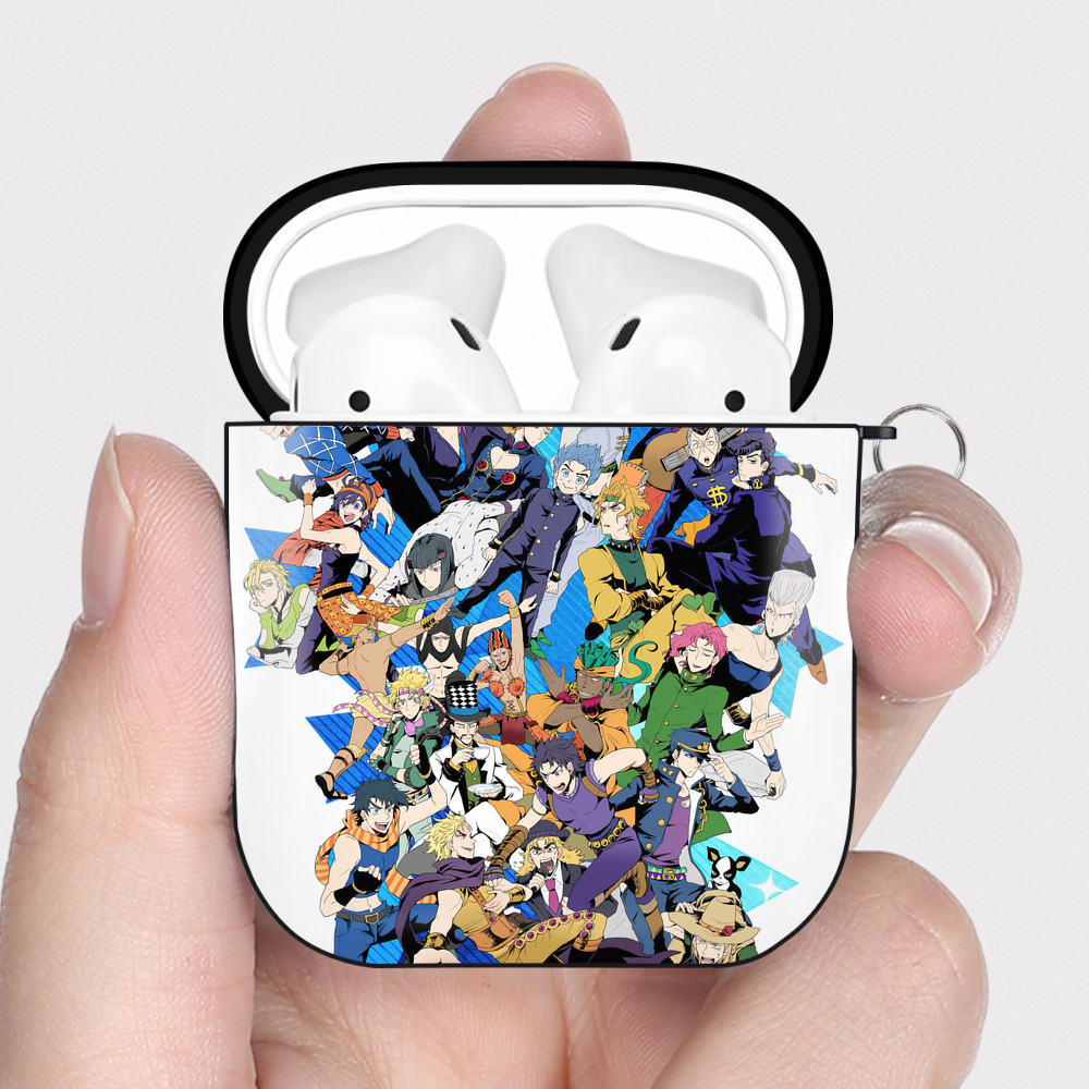 （画像用） ジョジョの奇妙な冒険 JoJo's Bizarre Adventure AirPods 第2世代保護ケース ハードシェル ブラック 耐衝撃・防指紋・カラビナ付き