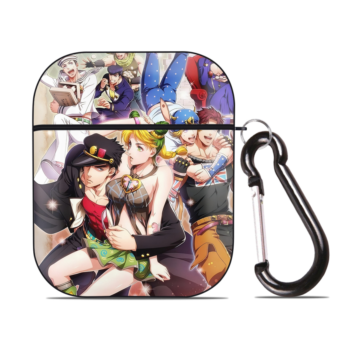 （画像用） ジョジョの奇妙な冒険 JoJo's Bizarre Adventure AirPods 第2世代保護ケース ハードシェル ブラック 耐衝撃・防指紋・カラビナ付き