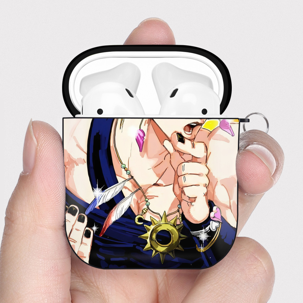 （画像用） ジョジョの奇妙な冒険 JoJo's Bizarre Adventure AirPods 第2世代保護ケース ハードシェル ブラック 耐衝撃・防指紋・カラビナ付き