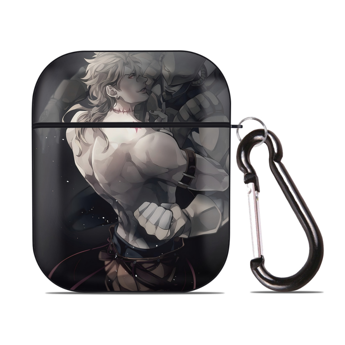 （画像用） ジョジョの奇妙な冒険 JoJo's Bizarre Adventure AirPods 第2世代保護ケース ハードシェル ブラック 耐衝撃・防指紋・カラビナ付き