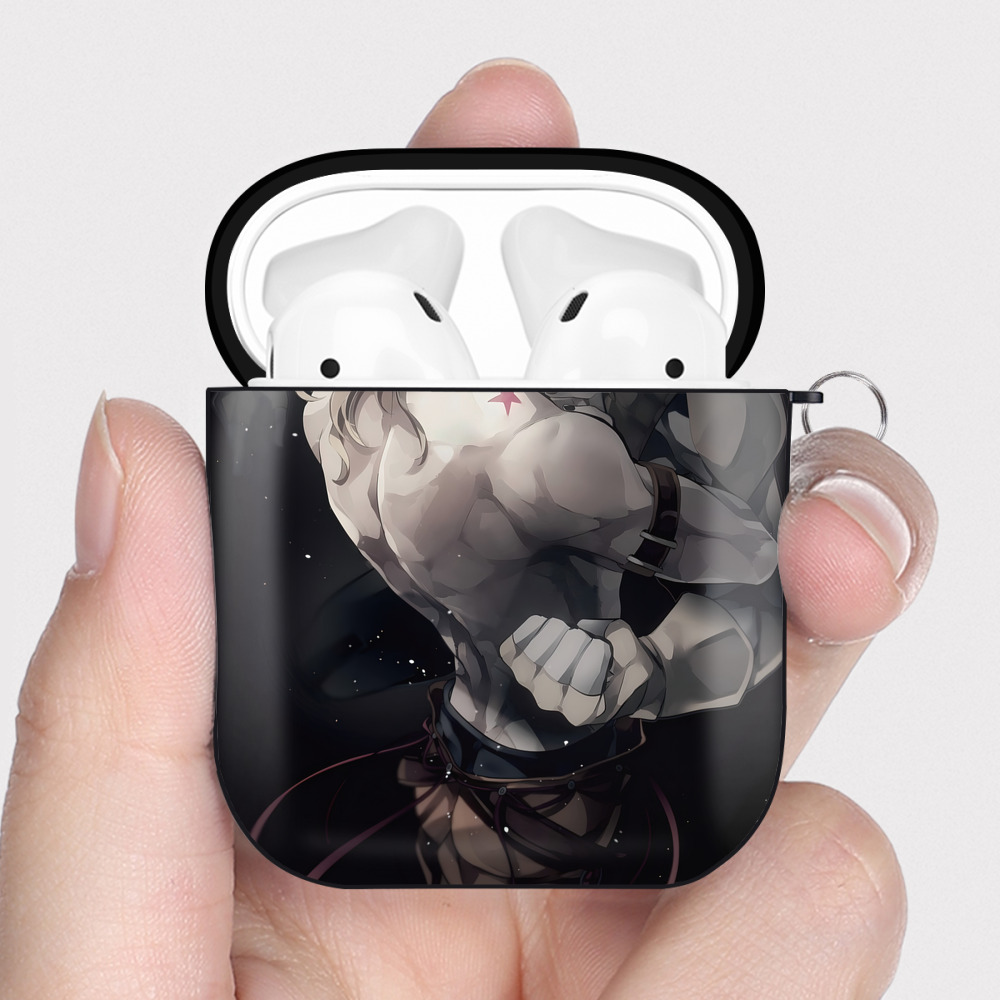 （画像用） ジョジョの奇妙な冒険 JoJo's Bizarre Adventure AirPods 第2世代保護ケース ハードシェル ブラック 耐衝撃・防指紋・カラビナ付き