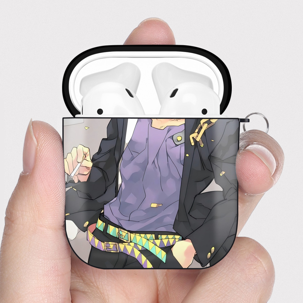 （画像用） ジョジョの奇妙な冒険 JoJo's Bizarre Adventure AirPods 第2世代保護ケース ハードシェル ブラック 耐衝撃・防指紋・カラビナ付き