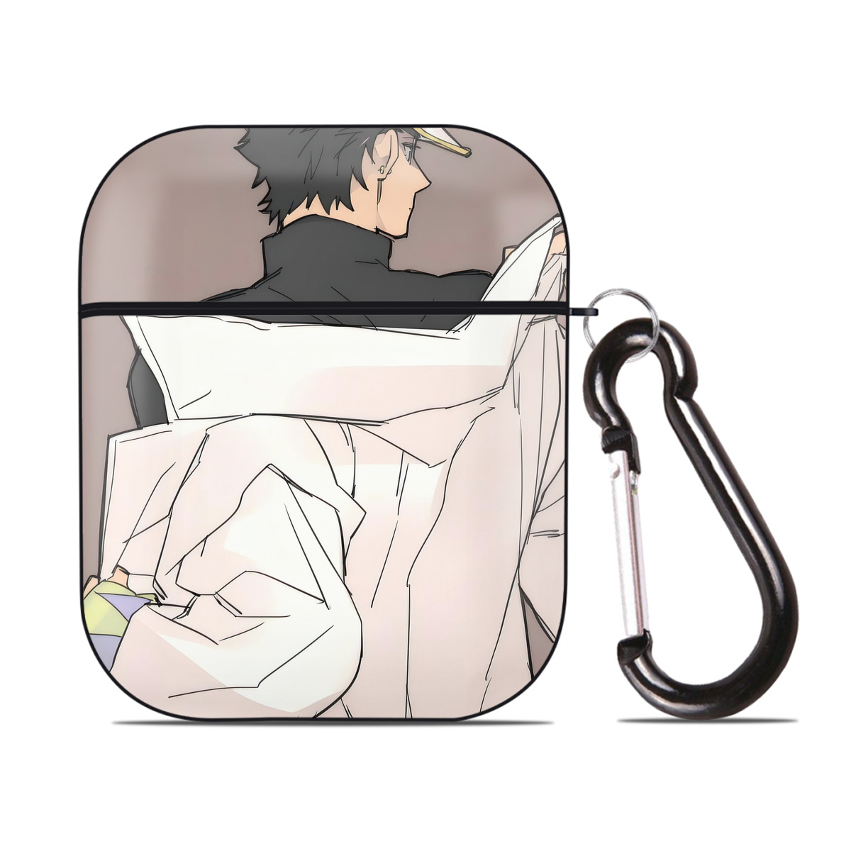（画像用） ジョジョの奇妙な冒険 JoJo's Bizarre Adventure AirPods 第2世代保護ケース ハードシェル ブラック 耐衝撃・防指紋・カラビナ付き