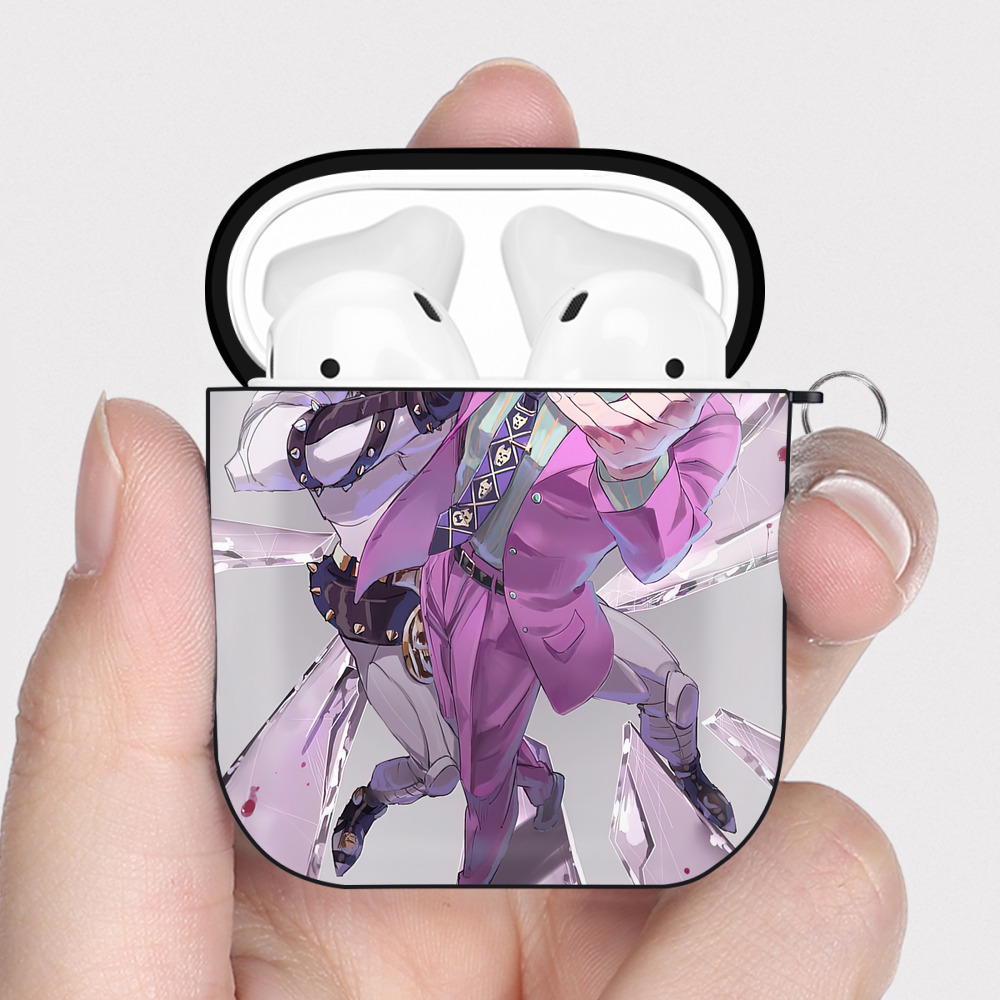（画像用） ジョジョの奇妙な冒険 JoJo's Bizarre Adventure AirPods 第2世代保護ケース ハードシェル ブラック 耐衝撃・防指紋・カラビナ付き