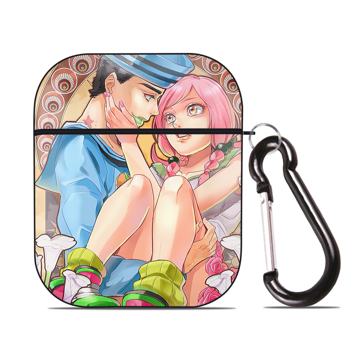 （画像用） ジョジョの奇妙な冒険 JoJo's Bizarre Adventure AirPods 第2世代保護ケース ハードシェル ブラック 耐衝撃・防指紋・カラビナ付き