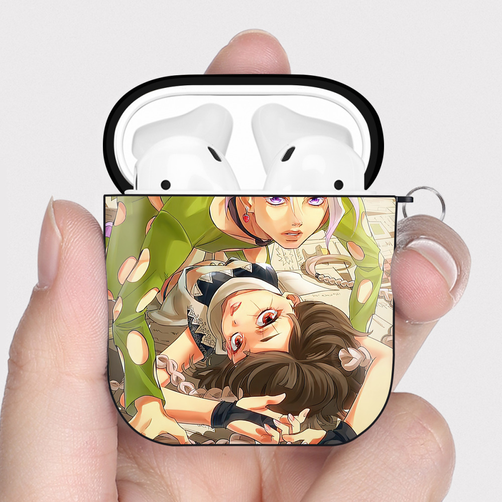 （画像用） ジョジョの奇妙な冒険 JoJo's Bizarre Adventure AirPods 第2世代保護ケース ハードシェル ブラック 耐衝撃・防指紋・カラビナ付き