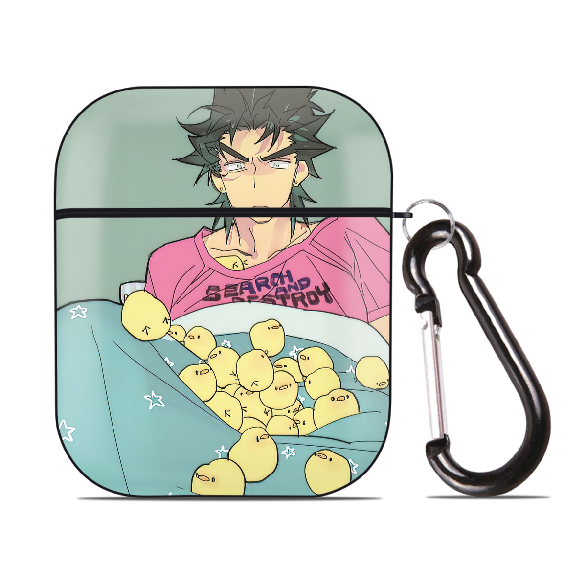 （画像用） ジョジョの奇妙な冒険 JoJo's Bizarre Adventure AirPods 第2世代保護ケース ハードシェル ブラック 耐衝撃・防指紋・カラビナ付き