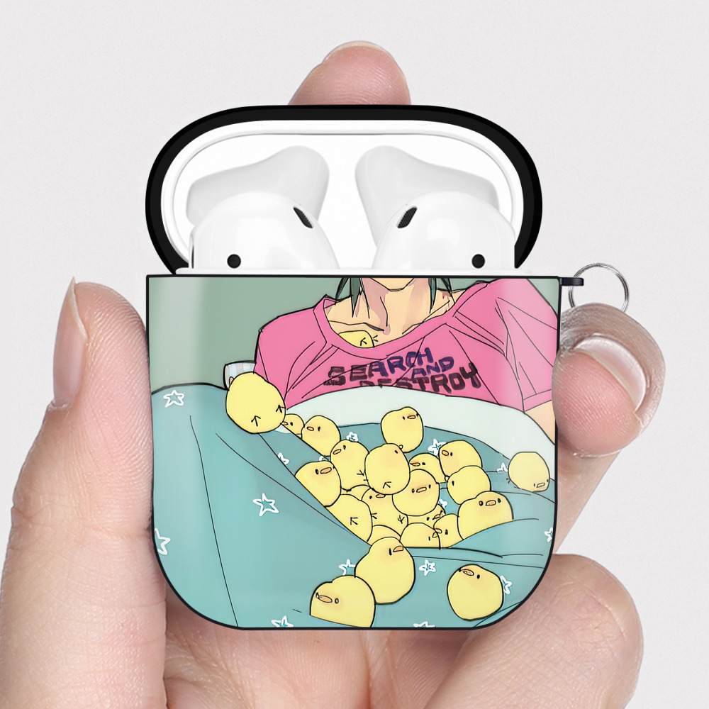 （画像用） ジョジョの奇妙な冒険 JoJo's Bizarre Adventure AirPods 第2世代保護ケース ハードシェル ブラック 耐衝撃・防指紋・カラビナ付き