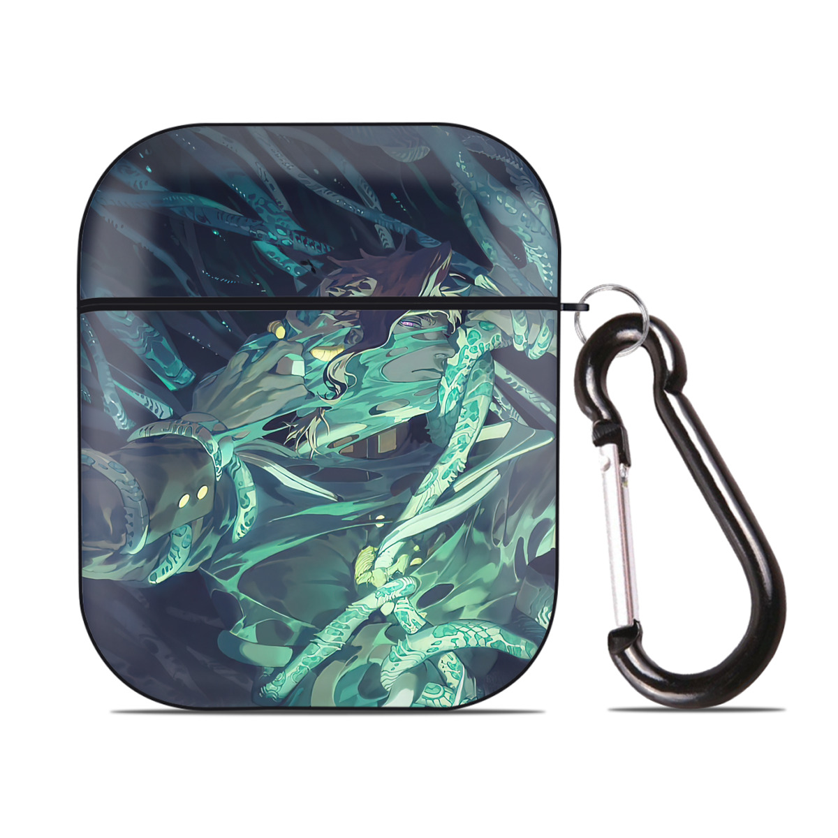 （画像用） ジョジョの奇妙な冒険 JoJo's Bizarre Adventure AirPods 第2世代保護ケース ハードシェル ブラック 耐衝撃・防指紋・カラビナ付き