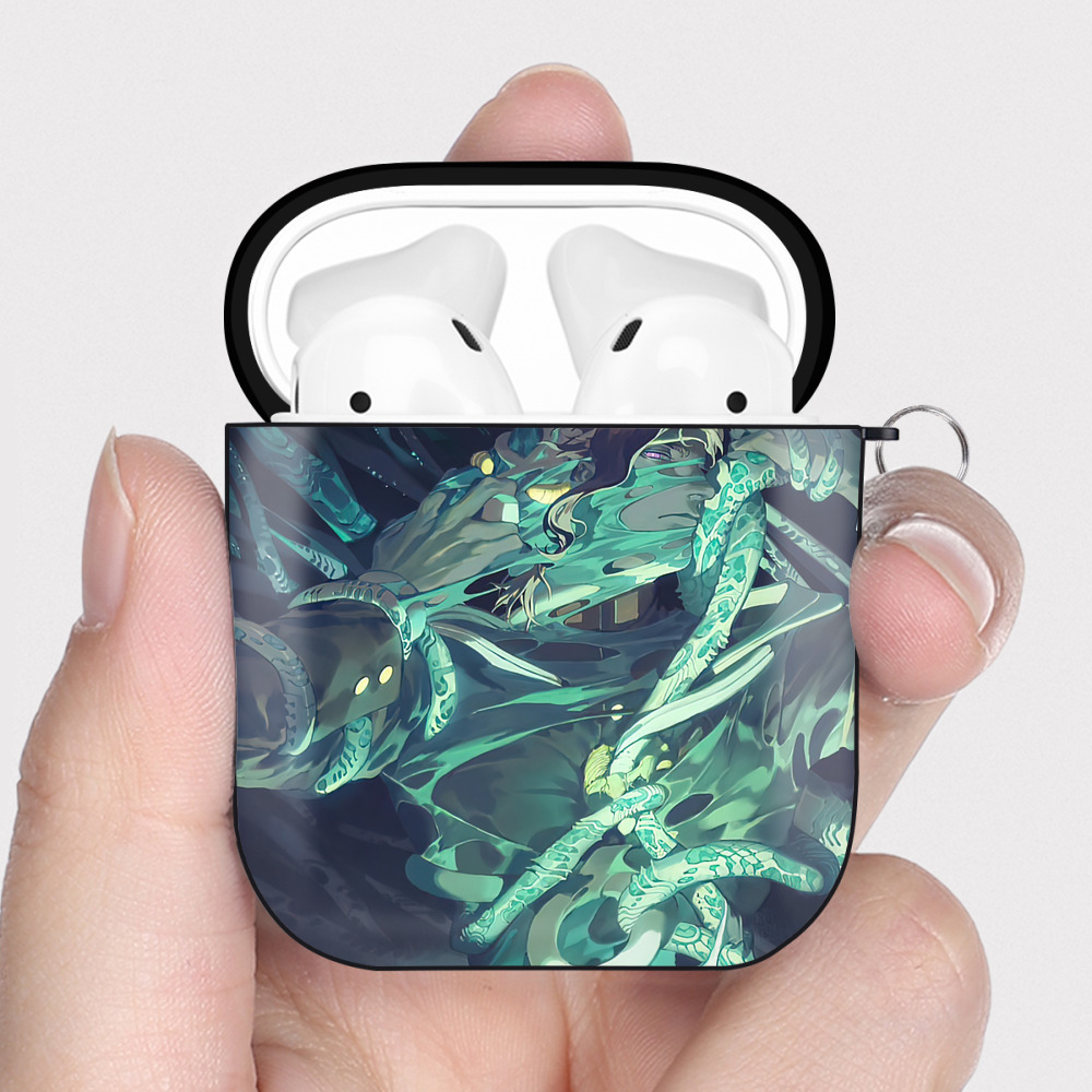 （画像用） ジョジョの奇妙な冒険 JoJo's Bizarre Adventure AirPods 第2世代保護ケース ハードシェル ブラック 耐衝撃・防指紋・カラビナ付き