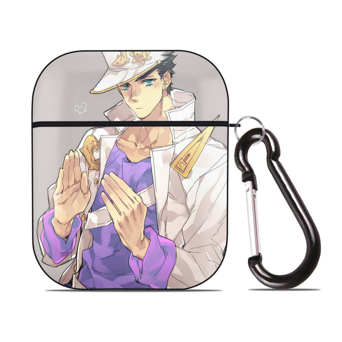 （画像用） ジョジョの奇妙な冒険 JoJo's Bizarre Adventure AirPods 第2世代保護ケース ハードシェル ブラック 耐衝撃・防指紋・カラビナ付き