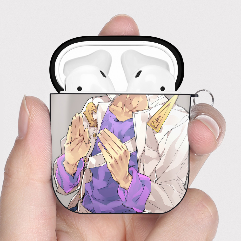 （画像用） ジョジョの奇妙な冒険 JoJo's Bizarre Adventure AirPods 第2世代保護ケース ハードシェル ブラック 耐衝撃・防指紋・カラビナ付き