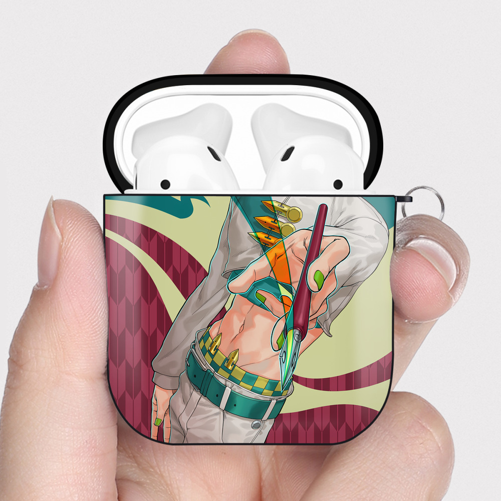 （画像用） ジョジョの奇妙な冒険 JoJo's Bizarre Adventure AirPods 第2世代保護ケース ハードシェル ブラック 耐衝撃・防指紋・カラビナ付き