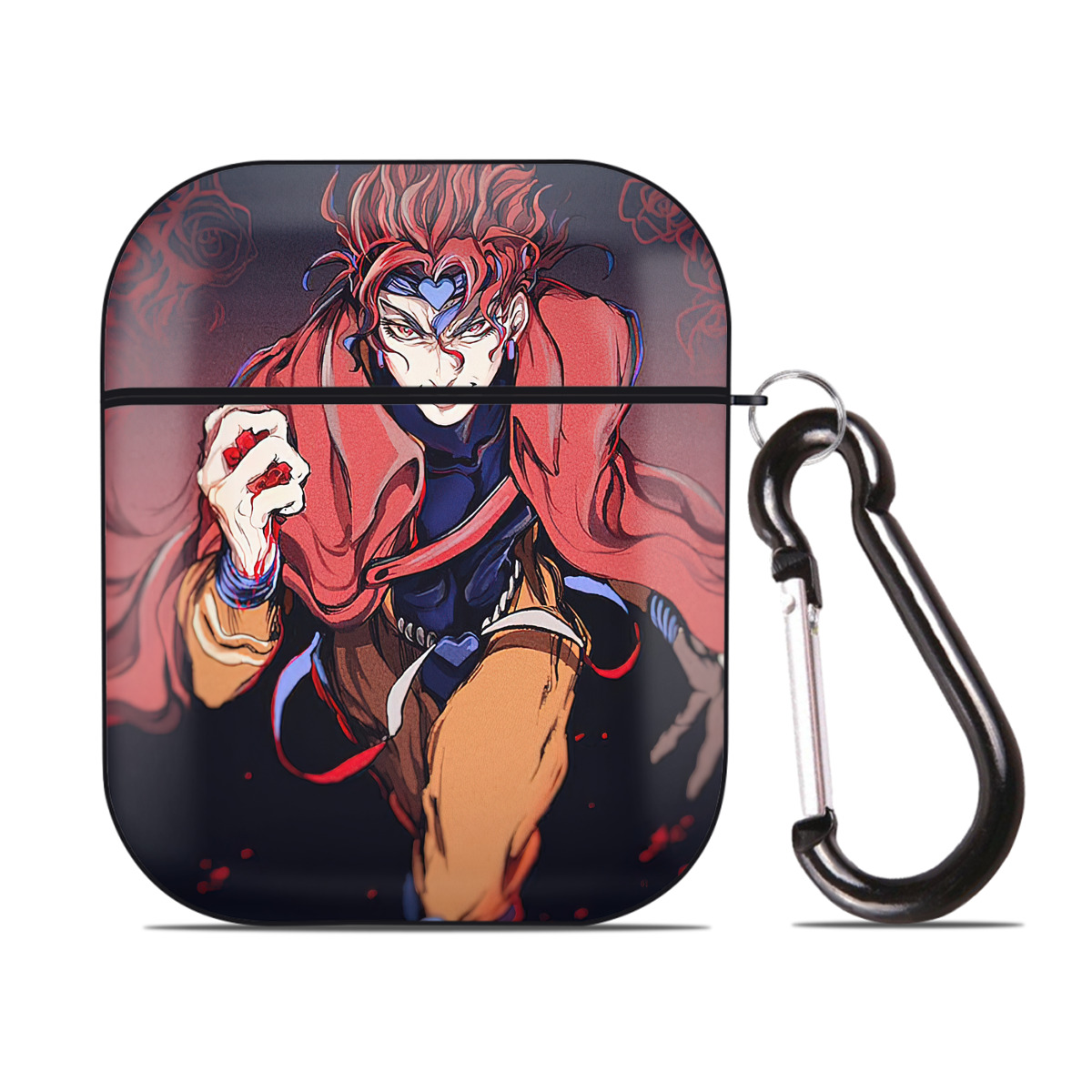 （画像用） ジョジョの奇妙な冒険 JoJo's Bizarre Adventure AirPods 第2世代保護ケース ハードシェル ブラック 耐衝撃・防指紋・カラビナ付き