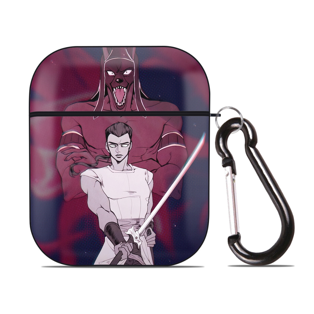 （画像用） ジョジョの奇妙な冒険 JoJo's Bizarre Adventure AirPods 第2世代保護ケース ハードシェル ブラック 耐衝撃・防指紋・カラビナ付き