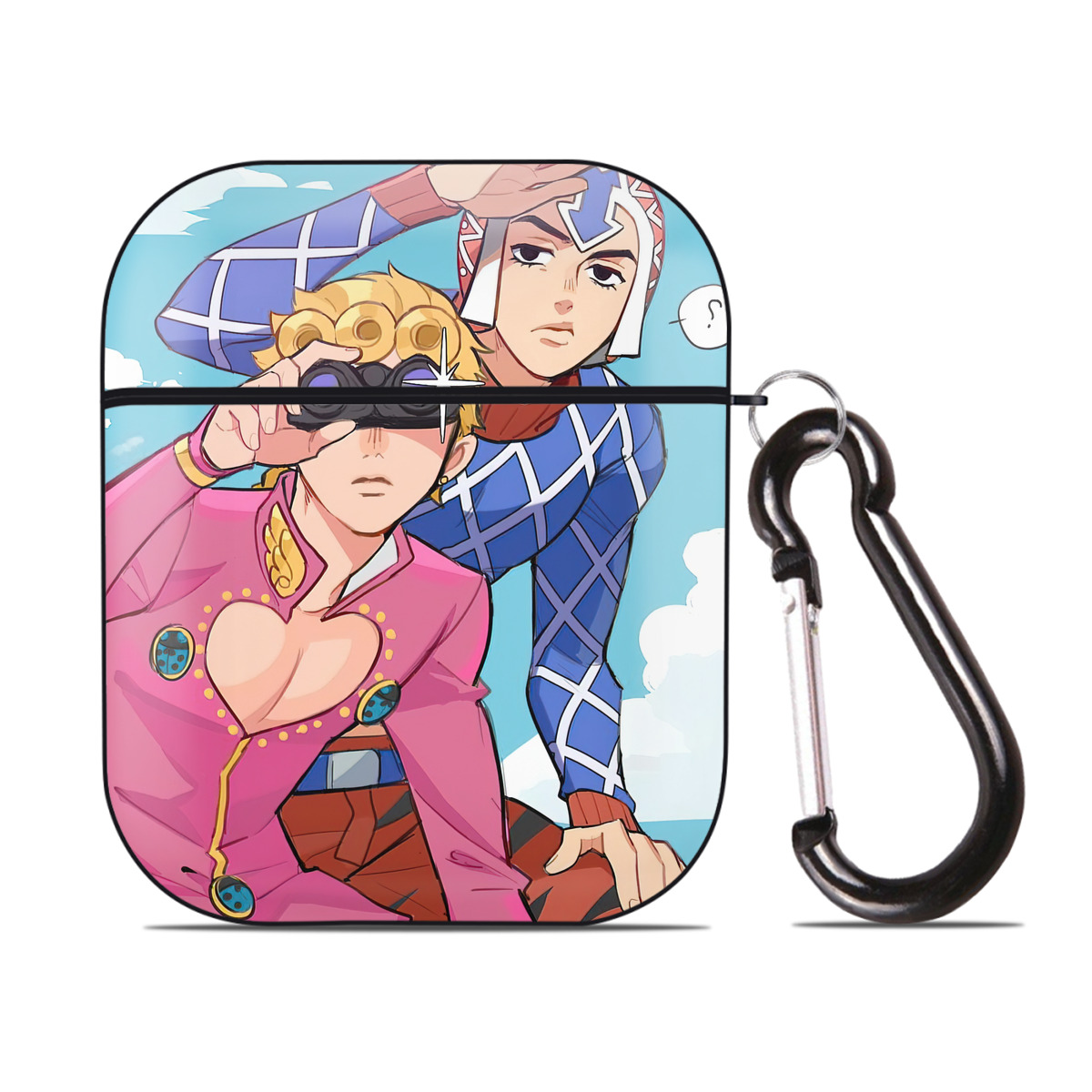 （画像用） ジョジョの奇妙な冒険 JoJo's Bizarre Adventure AirPods 第2世代保護ケース ハードシェル ブラック 耐衝撃・防指紋・カラビナ付き