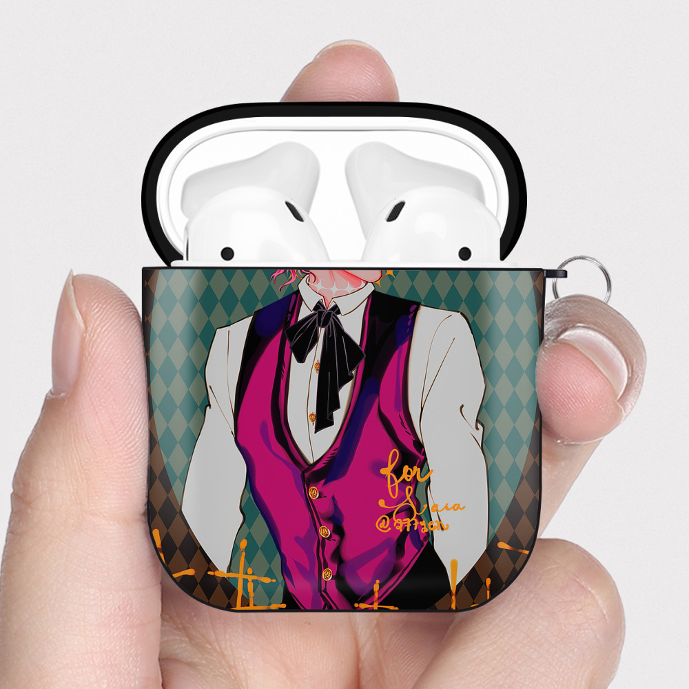 （画像用） ジョジョの奇妙な冒険 JoJo's Bizarre Adventure AirPods 第2世代保護ケース ハードシェル ブラック 耐衝撃・防指紋・カラビナ付き