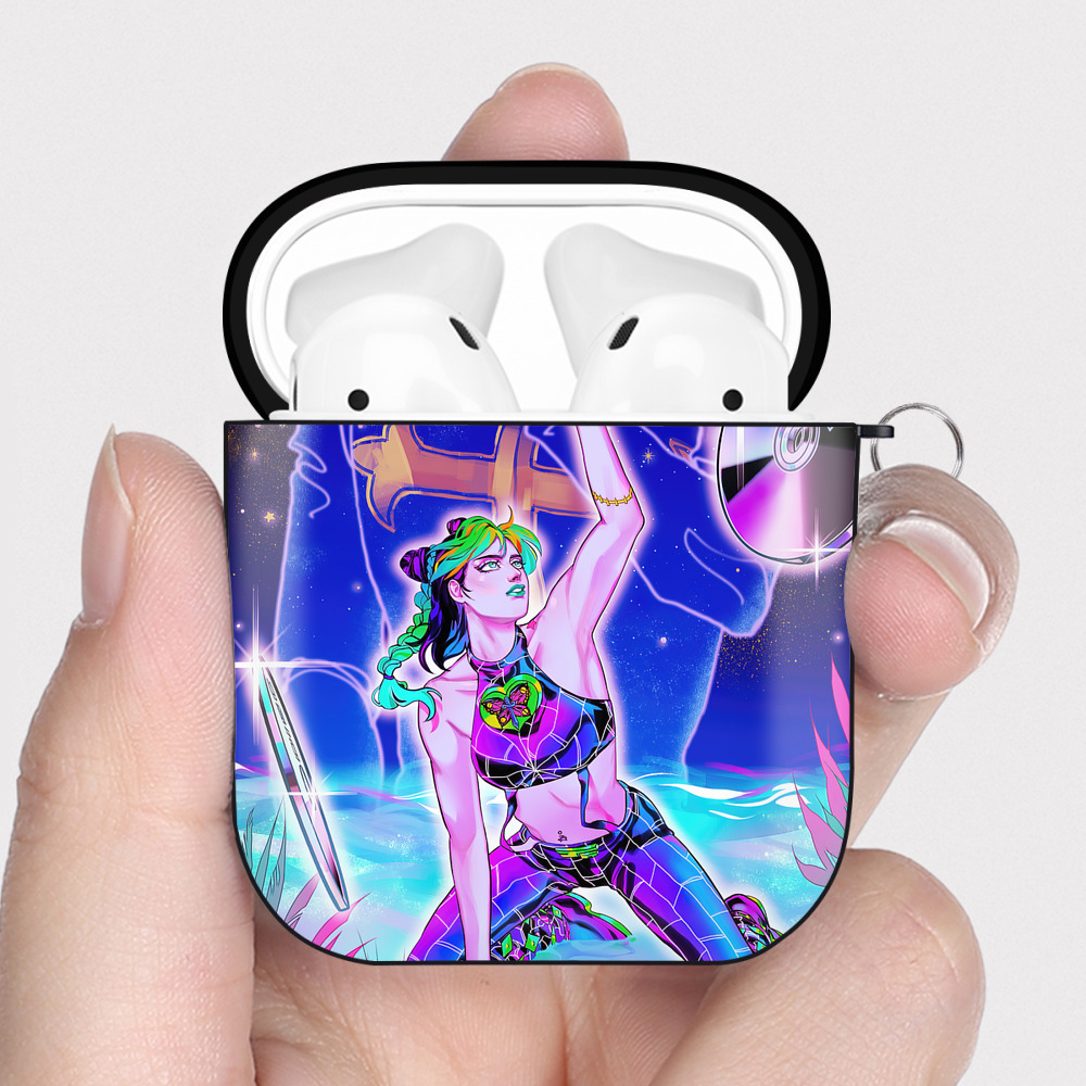 （画像用） ジョジョの奇妙な冒険 JoJo's Bizarre Adventure AirPods 第2世代保護ケース ハードシェル ブラック 耐衝撃・防指紋・カラビナ付き
