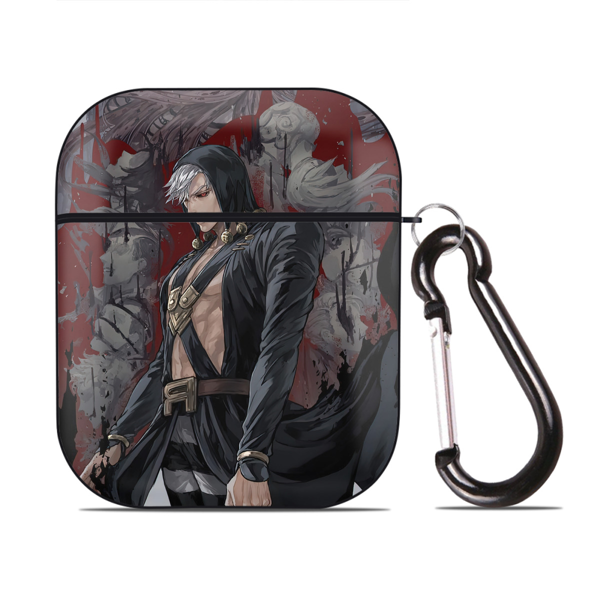 （画像用） ジョジョの奇妙な冒険 JoJo's Bizarre Adventure AirPods 第2世代保護ケース ハードシェル ブラック 耐衝撃・防指紋・カラビナ付き