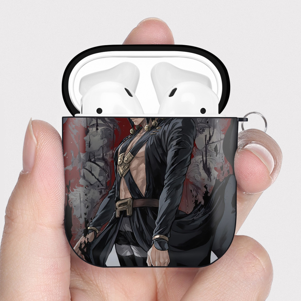 （画像用） ジョジョの奇妙な冒険 JoJo's Bizarre Adventure AirPods 第2世代保護ケース ハードシェル ブラック 耐衝撃・防指紋・カラビナ付き