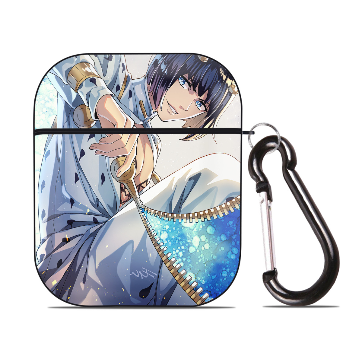 （画像用） ジョジョの奇妙な冒険 JoJo's Bizarre Adventure AirPods 第2世代保護ケース ハードシェル ブラック 耐衝撃・防指紋・カラビナ付き