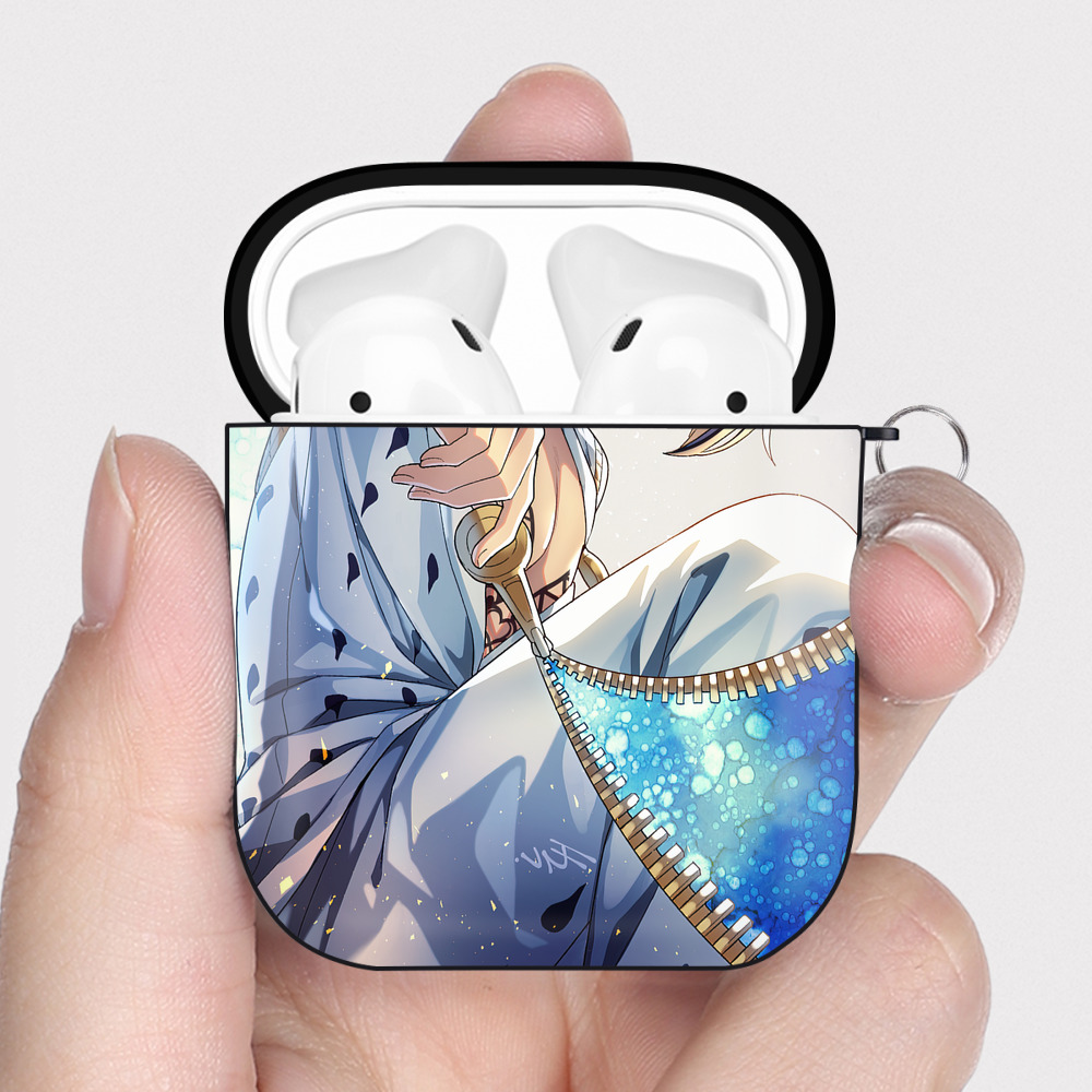 （画像用） ジョジョの奇妙な冒険 JoJo's Bizarre Adventure AirPods 第2世代保護ケース ハードシェル ブラック 耐衝撃・防指紋・カラビナ付き