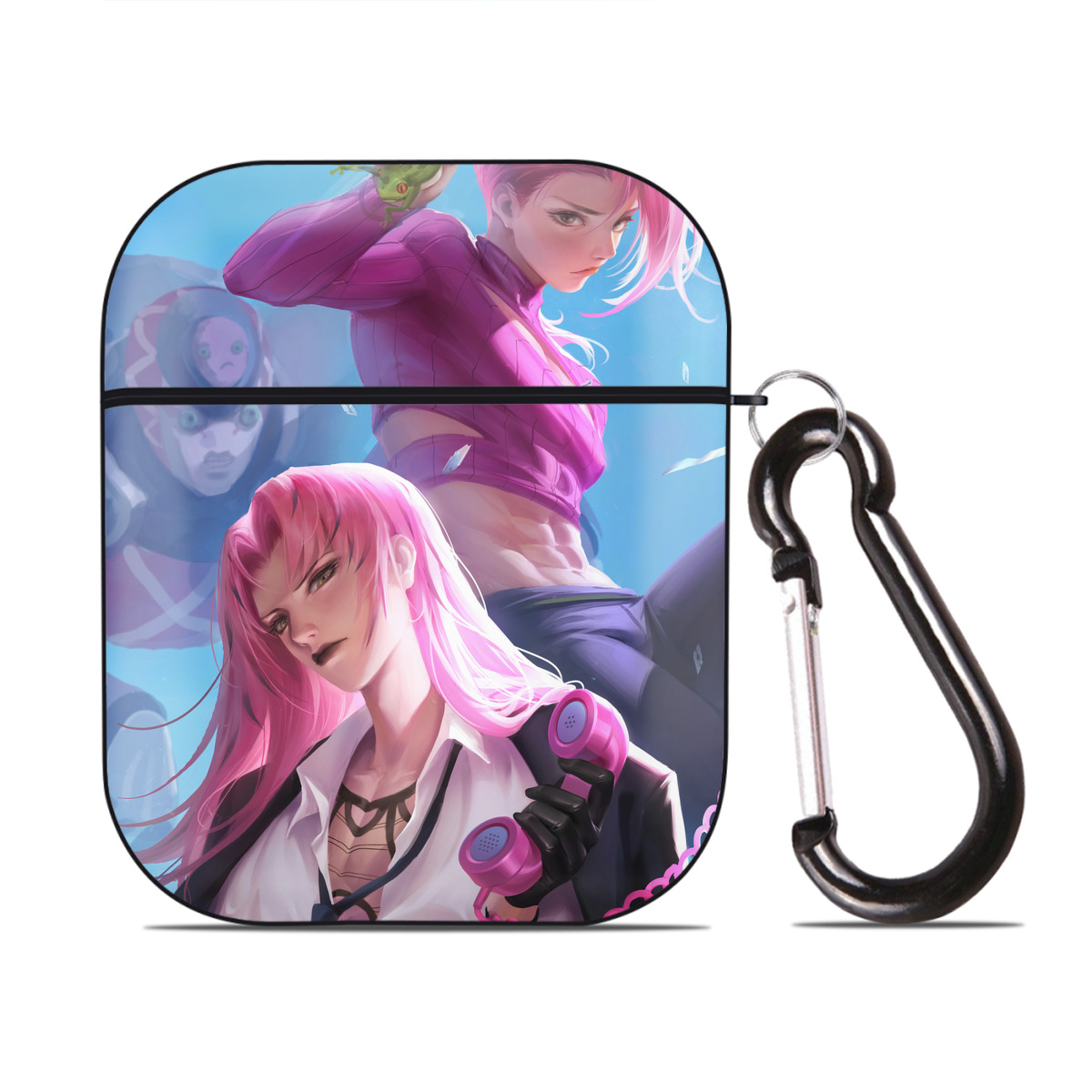 （画像用） ジョジョの奇妙な冒険 JoJo's Bizarre Adventure AirPods 第2世代保護ケース ハードシェル ブラック 耐衝撃・防指紋・カラビナ付き