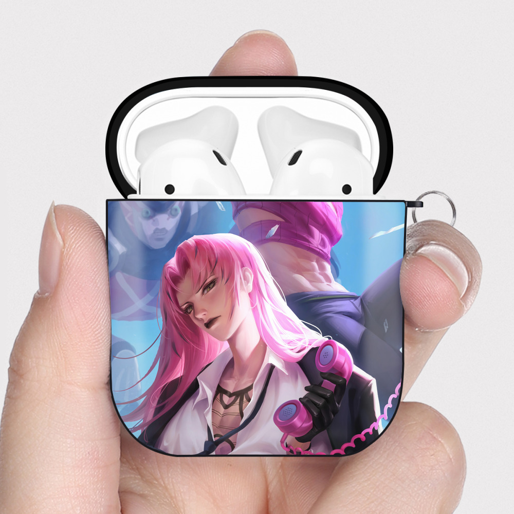 （画像用） ジョジョの奇妙な冒険 JoJo's Bizarre Adventure AirPods 第2世代保護ケース ハードシェル ブラック 耐衝撃・防指紋・カラビナ付き