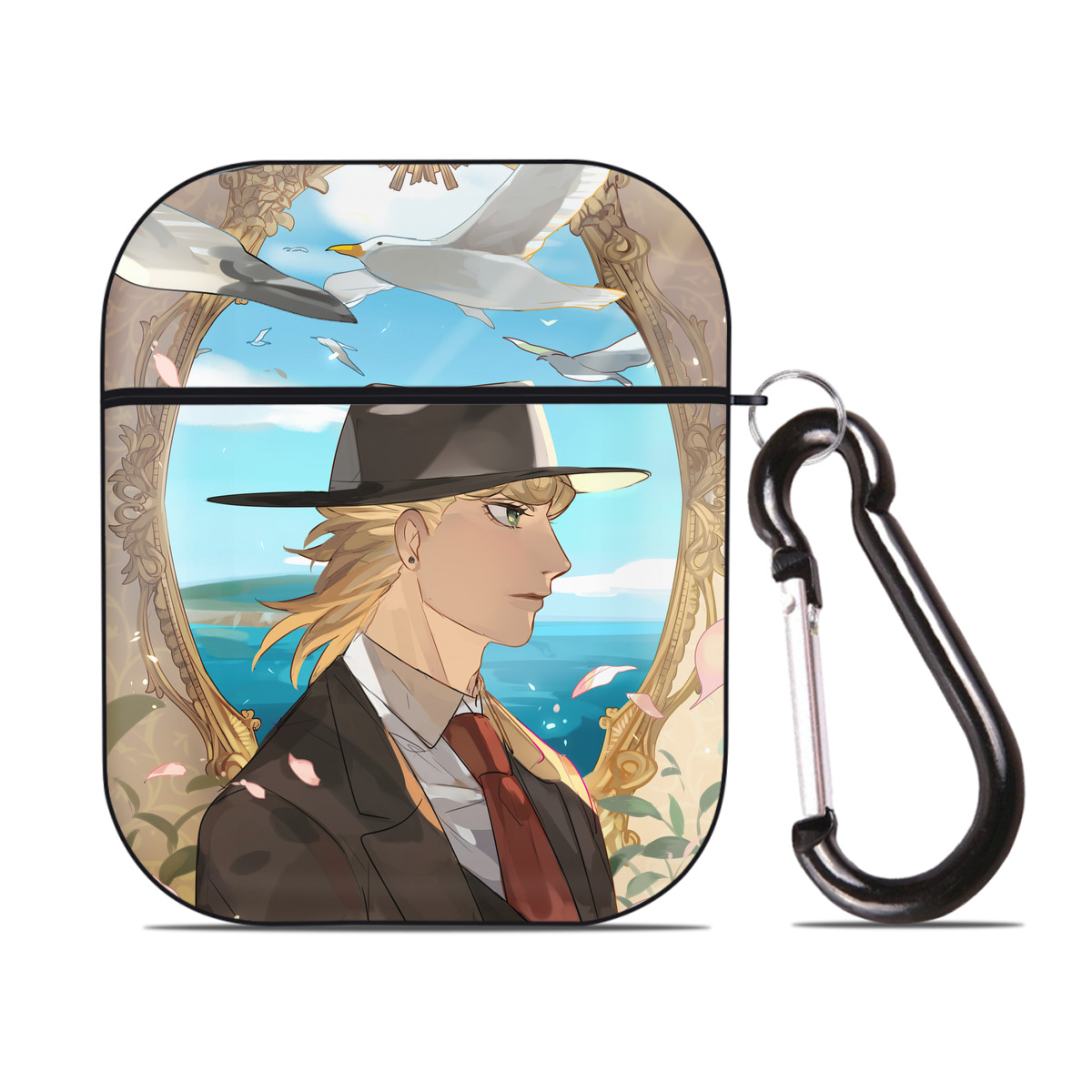 （画像用） ジョジョの奇妙な冒険 JoJo's Bizarre Adventure AirPods 第2世代保護ケース ハードシェル ブラック 耐衝撃・防指紋・カラビナ付き