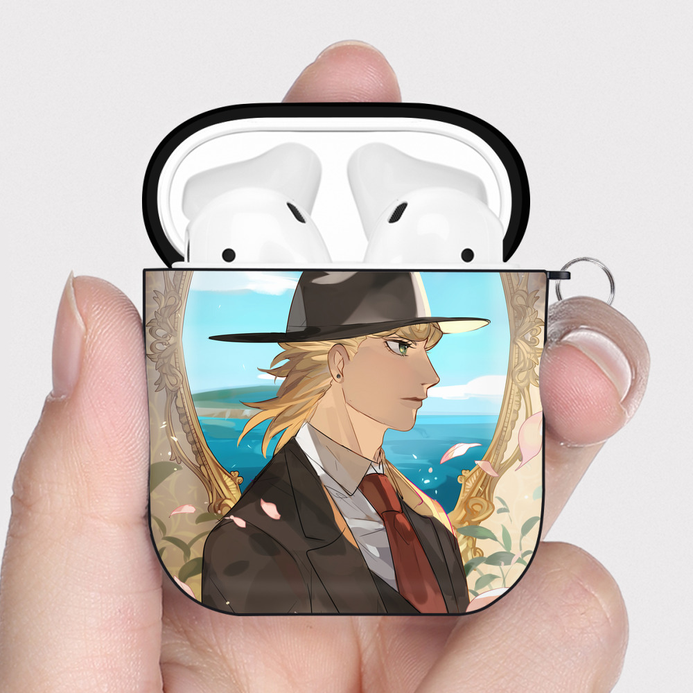 （画像用） ジョジョの奇妙な冒険 JoJo's Bizarre Adventure AirPods 第2世代保護ケース ハードシェル ブラック 耐衝撃・防指紋・カラビナ付き