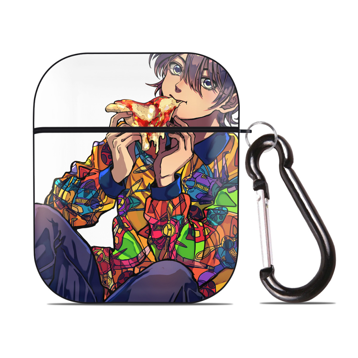 （画像用） ジョジョの奇妙な冒険 JoJo's Bizarre Adventure AirPods 第2世代保護ケース ハードシェル ブラック 耐衝撃・防指紋・カラビナ付き