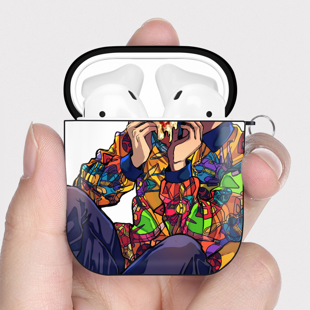 （画像用） ジョジョの奇妙な冒険 JoJo's Bizarre Adventure AirPods 第2世代保護ケース ハードシェル ブラック 耐衝撃・防指紋・カラビナ付き