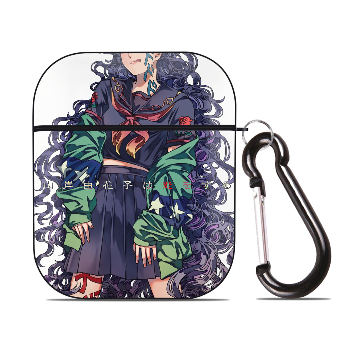 （画像用） ジョジョの奇妙な冒険 JoJo's Bizarre Adventure AirPods 第2世代保護ケース ハードシェル ブラック 耐衝撃・防指紋・カラビナ付き