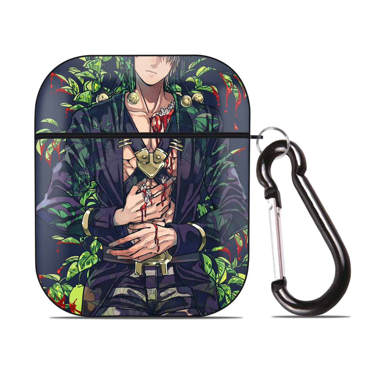 （画像用） ジョジョの奇妙な冒険 JoJo's Bizarre Adventure AirPods 第2世代保護ケース ハードシェル ブラック 耐衝撃・防指紋・カラビナ付き