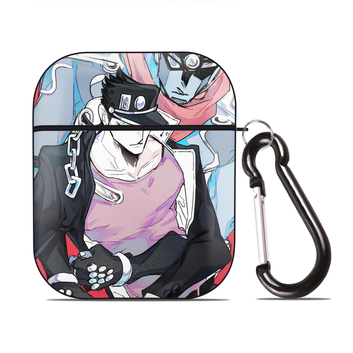 （画像用） ジョジョの奇妙な冒険 JoJo's Bizarre Adventure AirPods 第2世代保護ケース ハードシェル ブラック 耐衝撃・防指紋・カラビナ付き