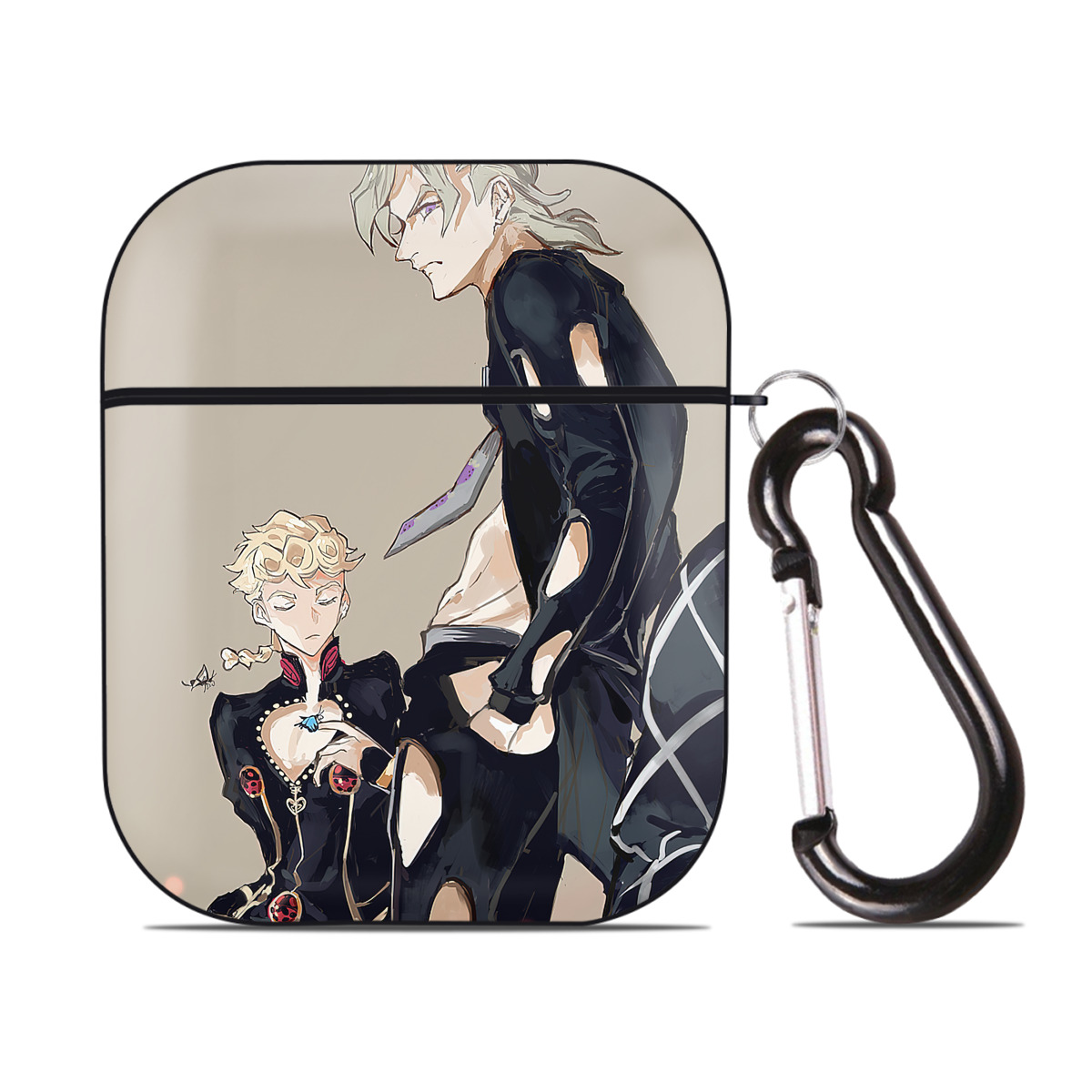 （画像用） ジョジョの奇妙な冒険 JoJo's Bizarre Adventure AirPods 第2世代保護ケース ハードシェル ブラック 耐衝撃・防指紋・カラビナ付き