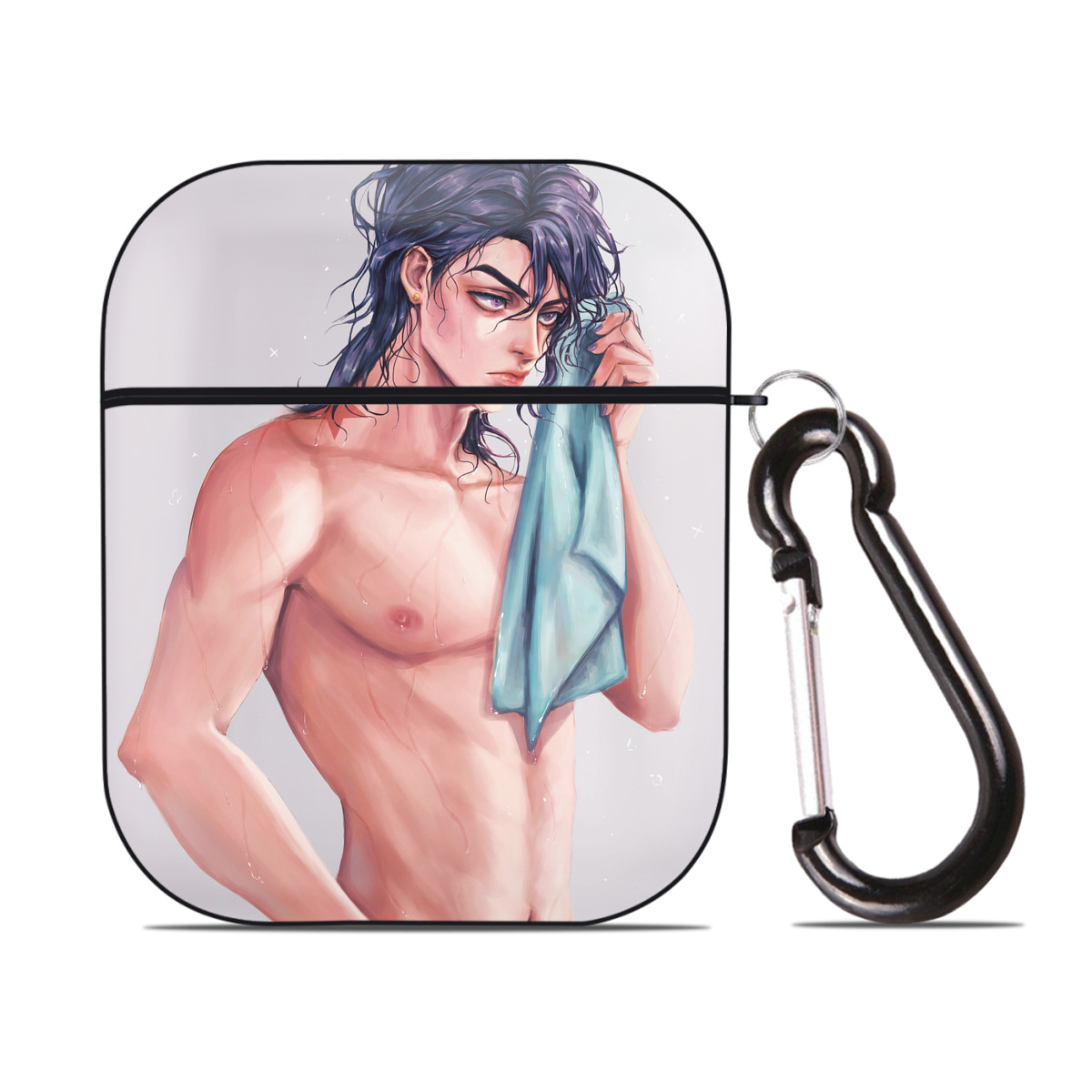 （画像用） ジョジョの奇妙な冒険 JoJo's Bizarre Adventure AirPods 第2世代保護ケース ハードシェル ブラック 耐衝撃・防指紋・カラビナ付き
