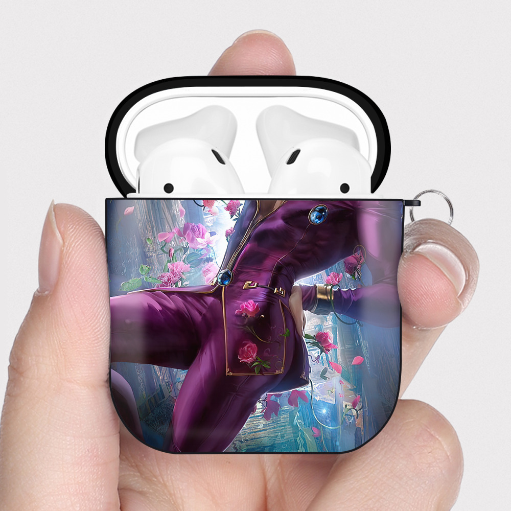 （画像用） ジョジョの奇妙な冒険 JoJo's Bizarre Adventure AirPods 第2世代保護ケース ハードシェル ブラック 耐衝撃・防指紋・カラビナ付き