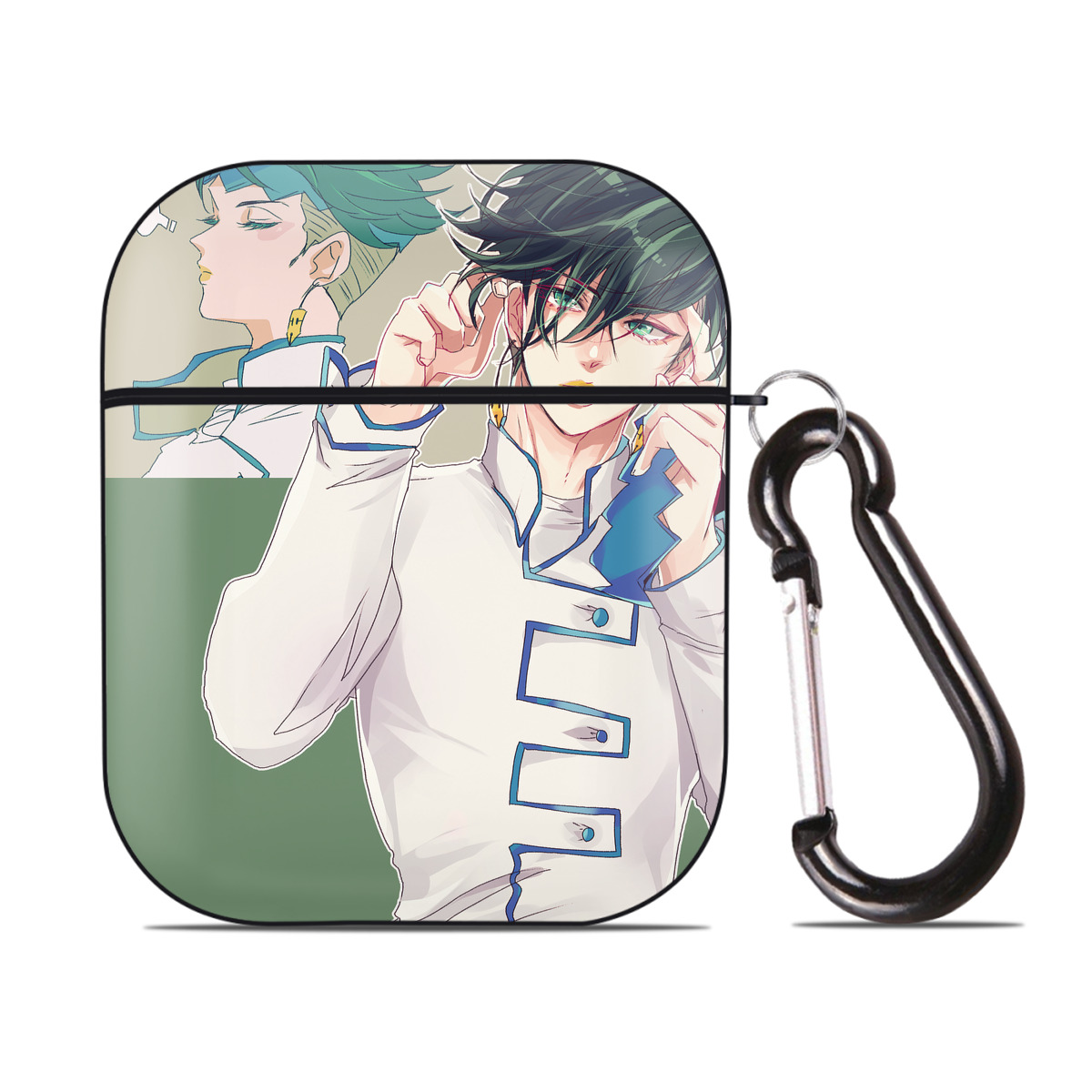 （画像用） ジョジョの奇妙な冒険 JoJo's Bizarre Adventure AirPods 第2世代保護ケース ハードシェル ブラック 耐衝撃・防指紋・カラビナ付き
