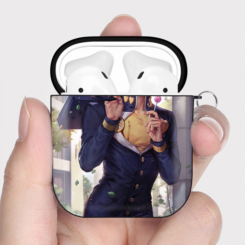 （画像用） ジョジョの奇妙な冒険 JoJo's Bizarre Adventure AirPods 第2世代保護ケース ハードシェル ブラック 耐衝撃・防指紋・カラビナ付き