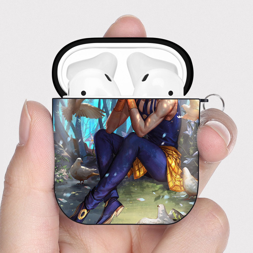 （画像用） ジョジョの奇妙な冒険 JoJo's Bizarre Adventure AirPods 第2世代保護ケース ハードシェル ブラック 耐衝撃・防指紋・カラビナ付き