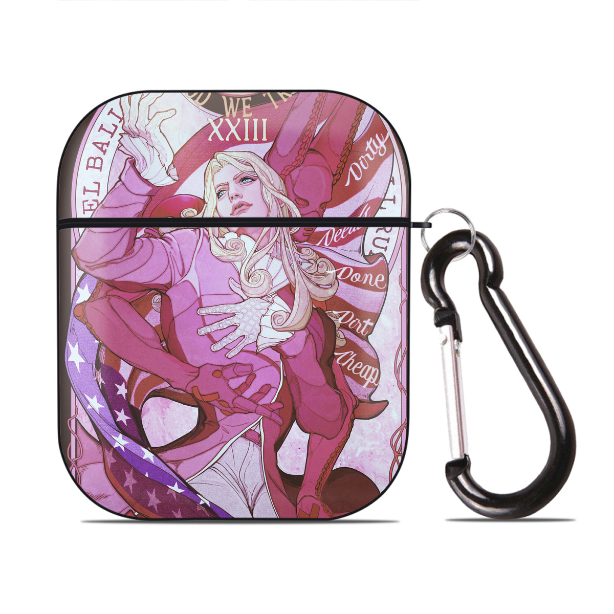 （画像用） ジョジョの奇妙な冒険 JoJo's Bizarre Adventure AirPods 第2世代保護ケース ハードシェル ブラック 耐衝撃・防指紋・カラビナ付き