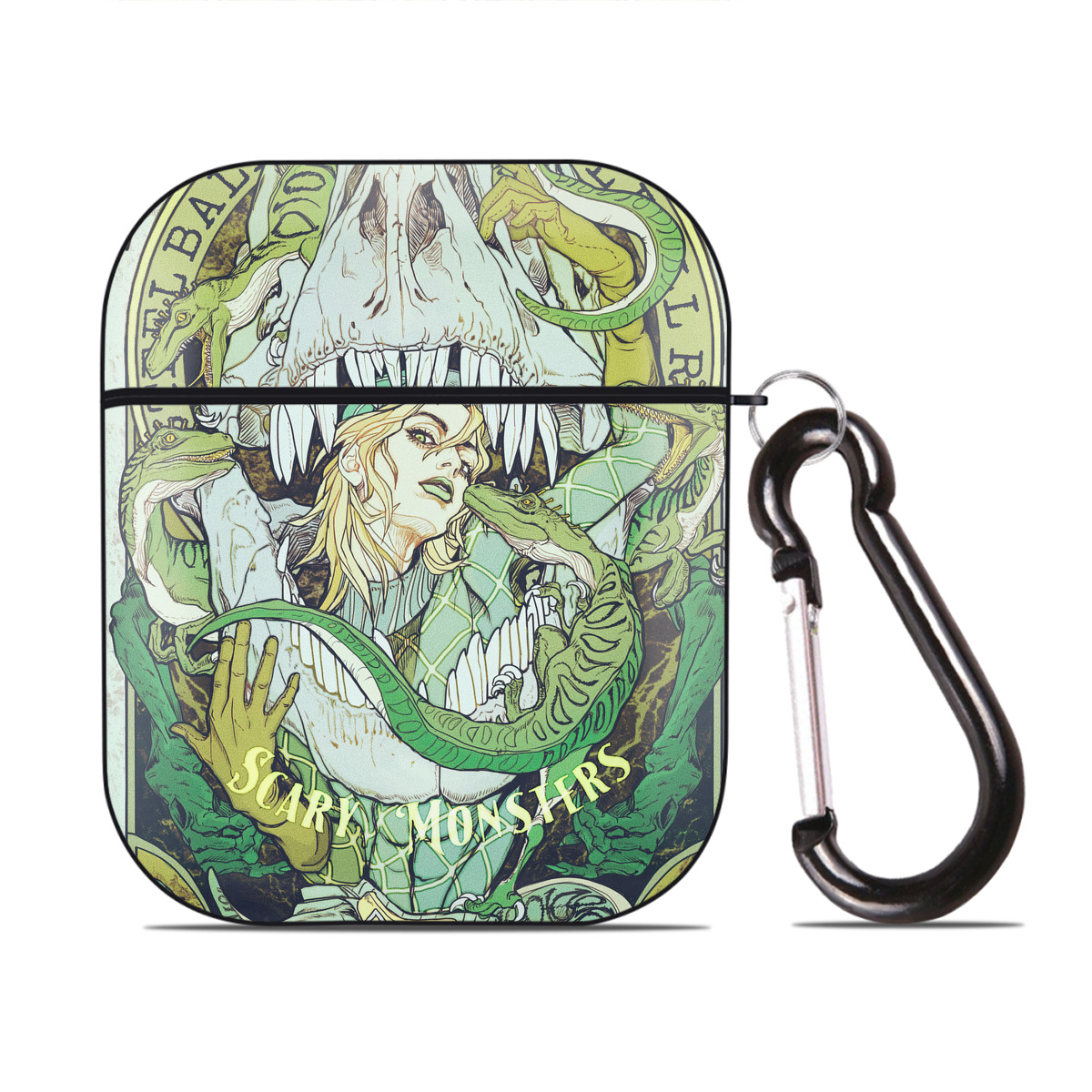 （画像用） ジョジョの奇妙な冒険 JoJo's Bizarre Adventure AirPods 第2世代保護ケース ハードシェル ブラック 耐衝撃・防指紋・カラビナ付き