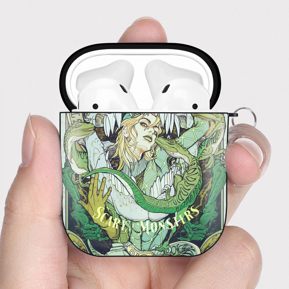 （画像用） ジョジョの奇妙な冒険 JoJo's Bizarre Adventure AirPods 第2世代保護ケース ハードシェル ブラック 耐衝撃・防指紋・カラビナ付き