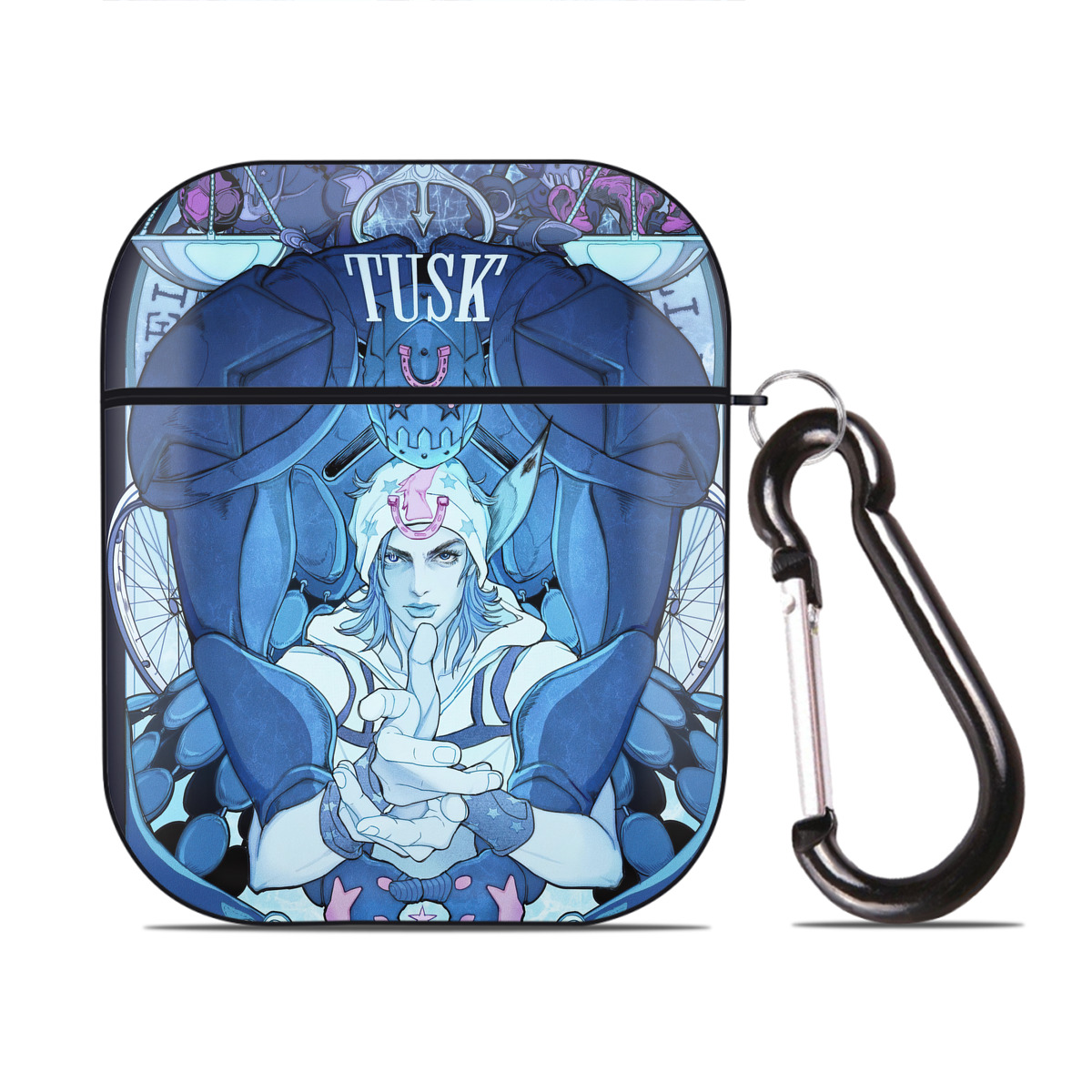 （画像用） ジョジョの奇妙な冒険 JoJo's Bizarre Adventure AirPods 第2世代保護ケース ハードシェル ブラック 耐衝撃・防指紋・カラビナ付き