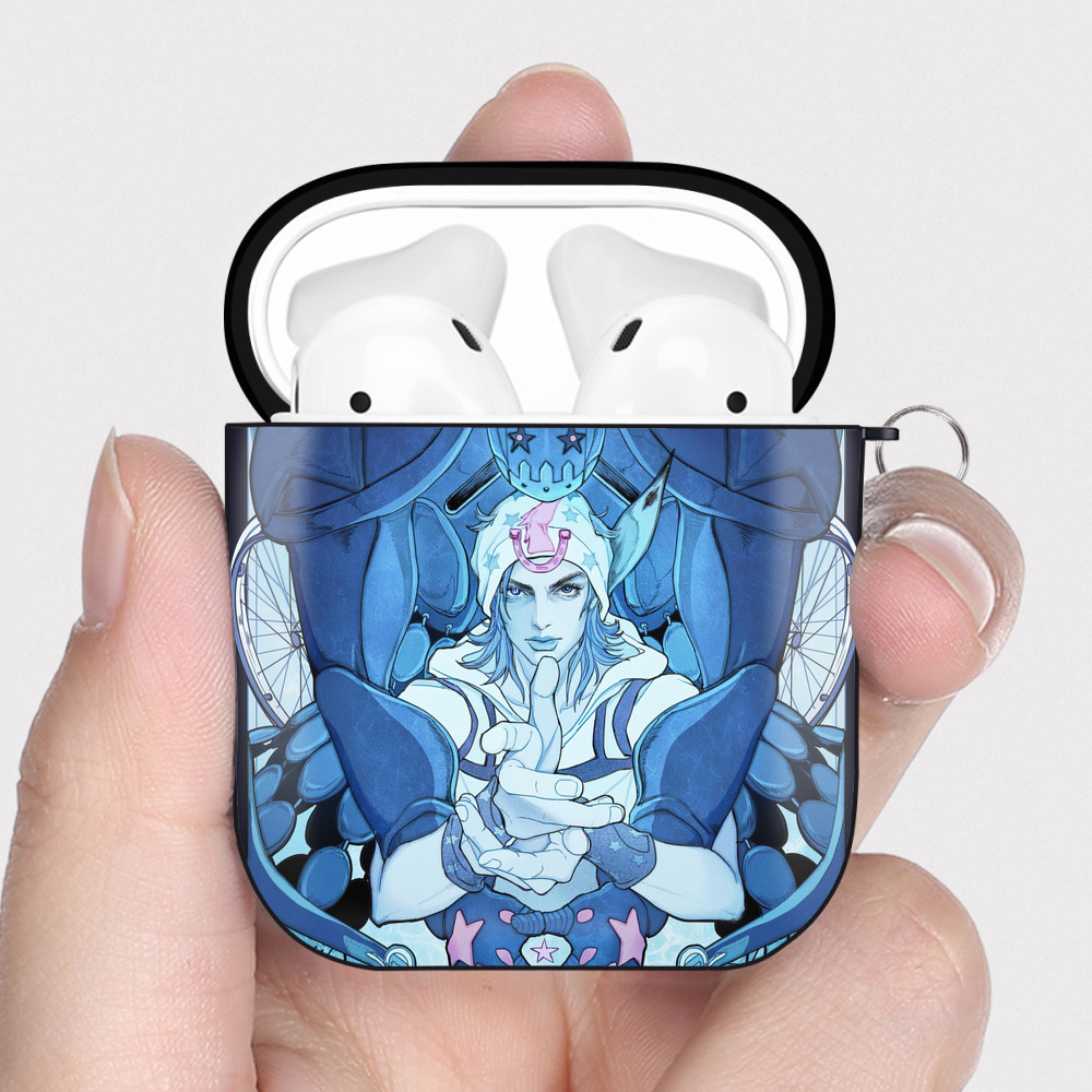 （画像用） ジョジョの奇妙な冒険 JoJo's Bizarre Adventure AirPods 第2世代保護ケース ハードシェル ブラック 耐衝撃・防指紋・カラビナ付き