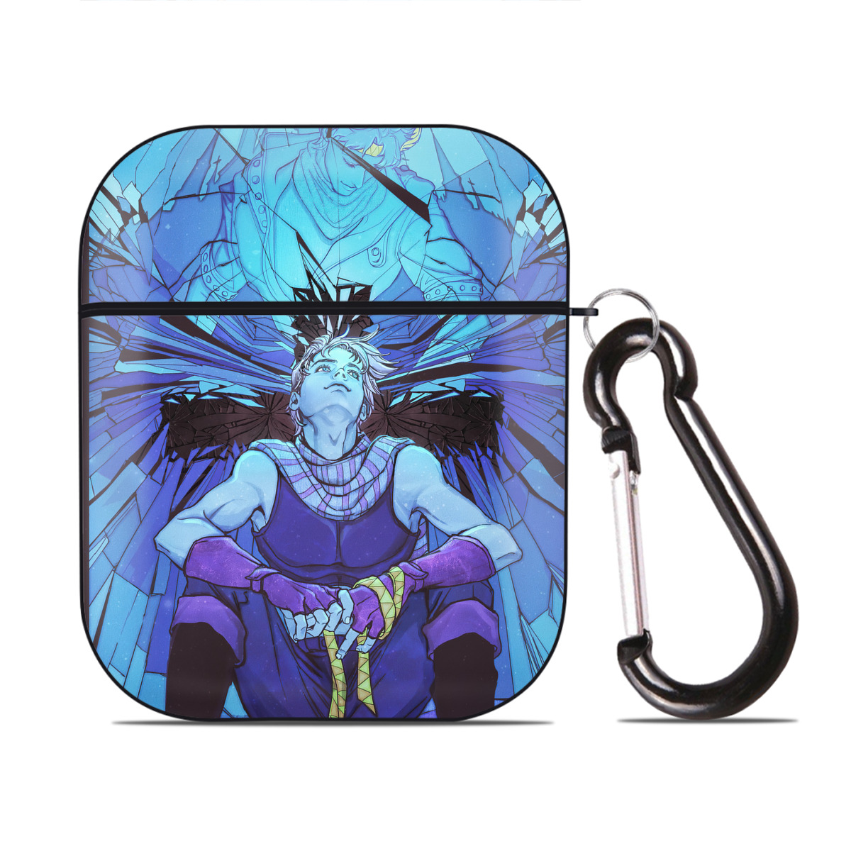 （画像用） ジョジョの奇妙な冒険 JoJo's Bizarre Adventure AirPods 第2世代保護ケース ハードシェル ブラック 耐衝撃・防指紋・カラビナ付き
