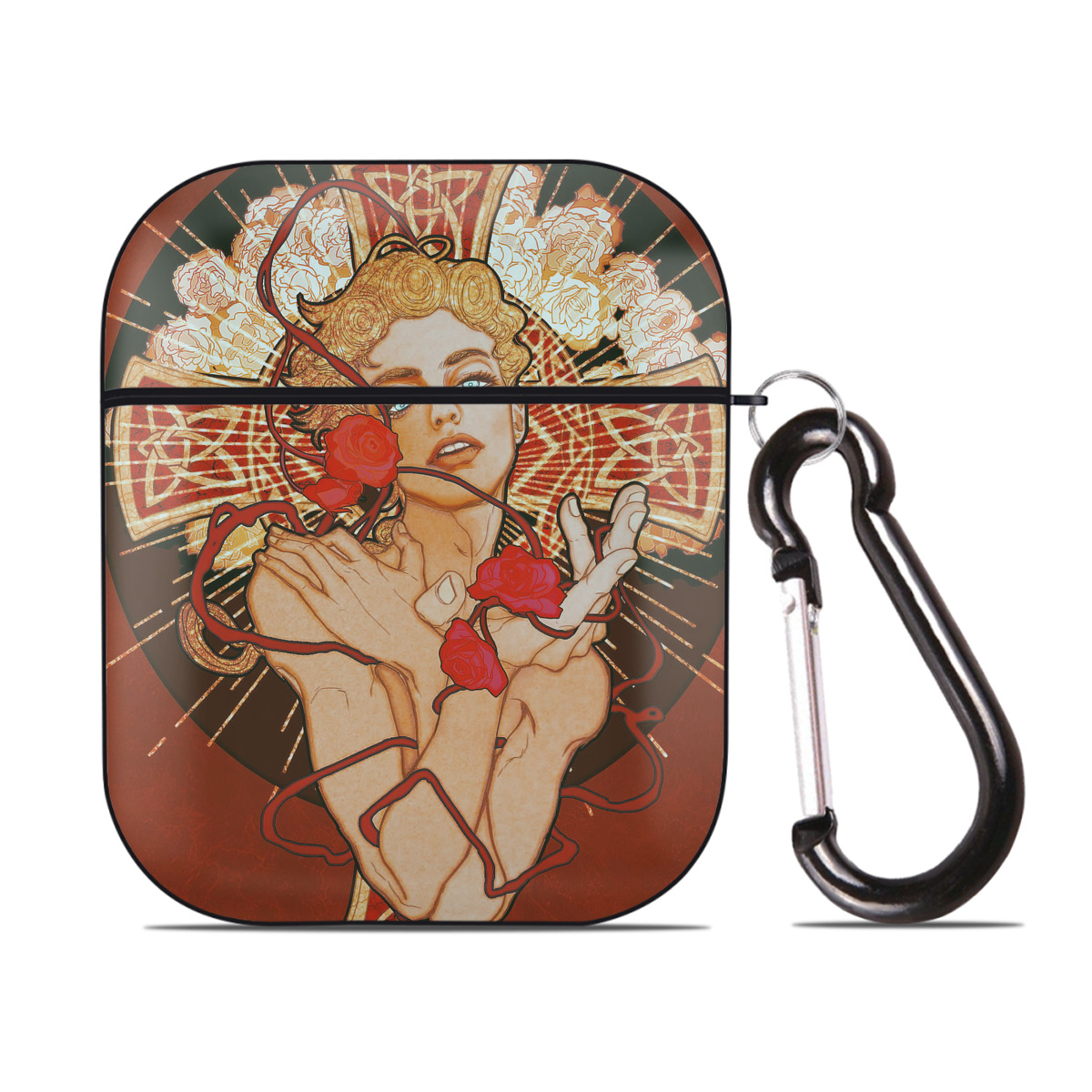 （画像用） ジョジョの奇妙な冒険 JoJo's Bizarre Adventure AirPods 第2世代保護ケース ハードシェル ブラック 耐衝撃・防指紋・カラビナ付き